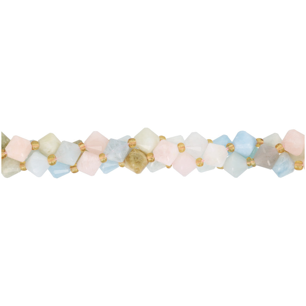 Gemstone Beads, Morganite, 8mm Faceted Bicone, 1 Strand