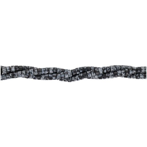 Gemstone Beads, Snowflake Obsidion, 2x4mm Heishe, 1 Strand