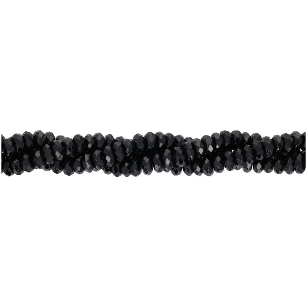 Gemstone Beads, Black Onyx, 6x4mm Rondelle, 1 Strand