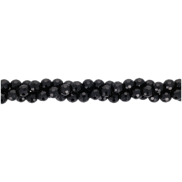 Gemstone Beads, Black Onyx, 6mm Faceted Round, 1 Strand