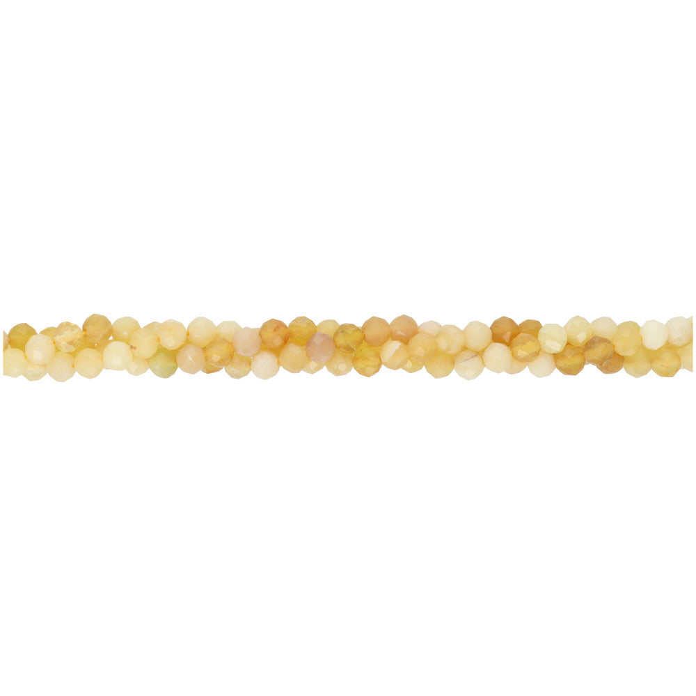 Gemstone Beads, Yellow Opal Grade AA, 4mm Diamond Cut Round, 1 Strand