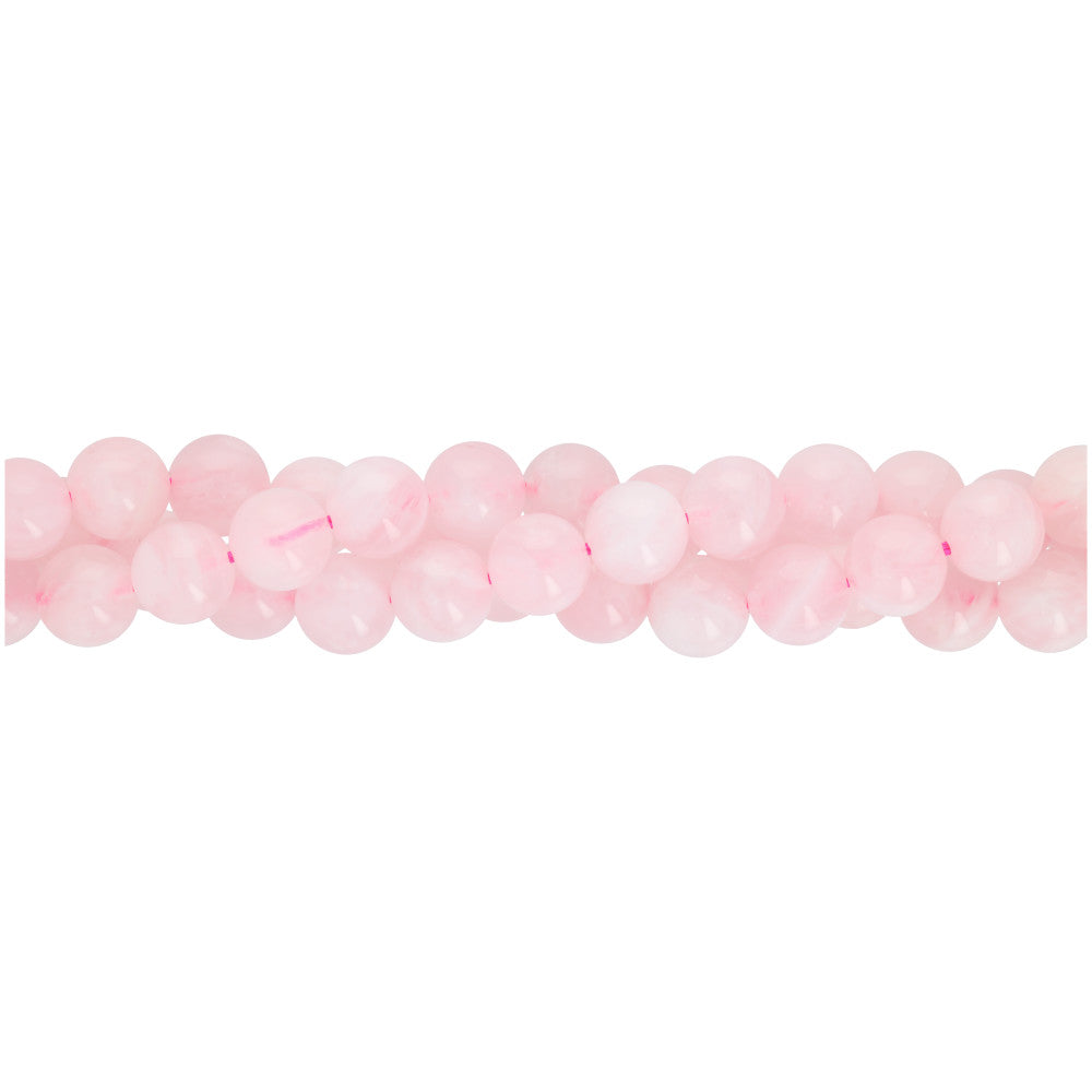 Gemstone Beads, Madagascar Rose Quartz, 8mm Round, 1 Strand