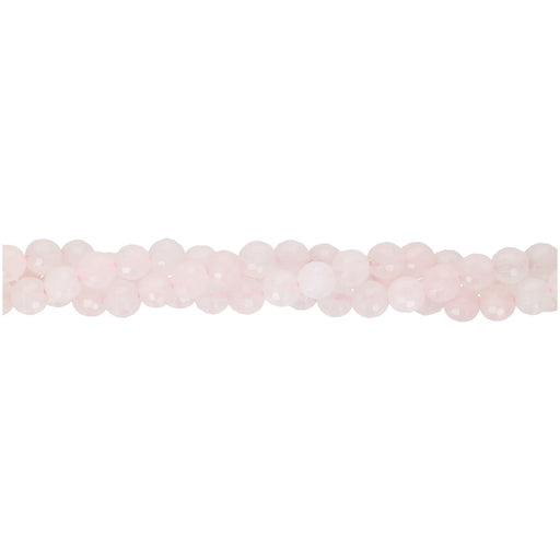 Gemstone Beads, Rose Quartz, 6mm Faceted Round, 1 Strand