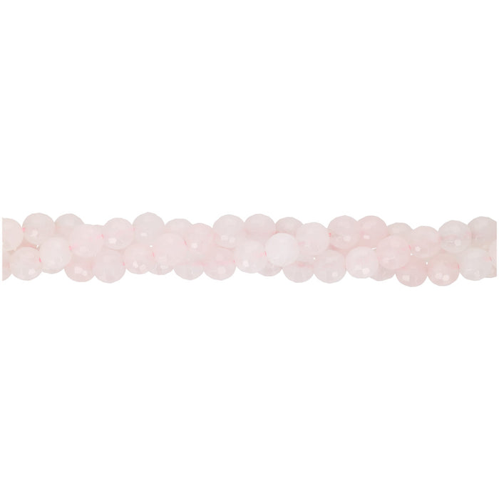 Gemstone Beads, Rose Quartz, 6mm Faceted Round, 1 Strand