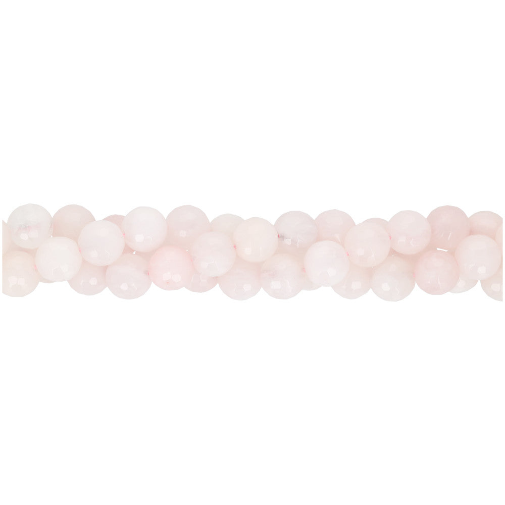 Gemstone Beads, Rose Quartz, 8mm Faceted Round, 1 Strand