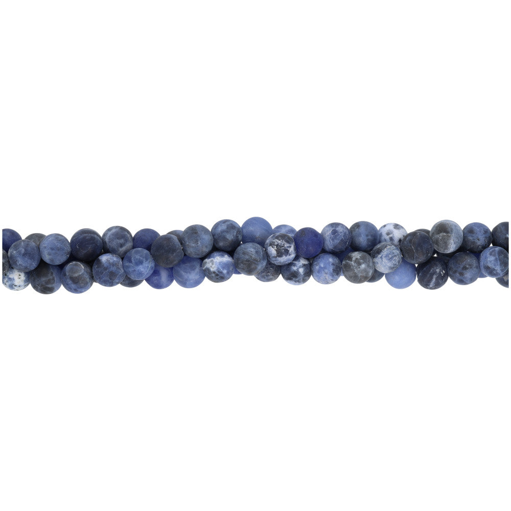 Gemstone Beads, Matte Sodalite, 6mm Round, 1 Strand