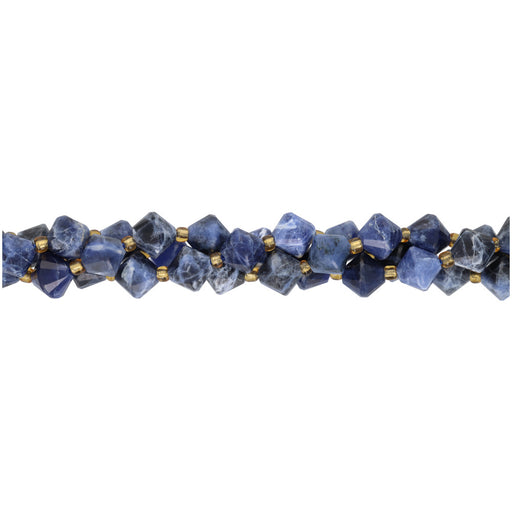 Gemstone Beads, Sodalite, 8mm Faceted Bicone, 1 Strand