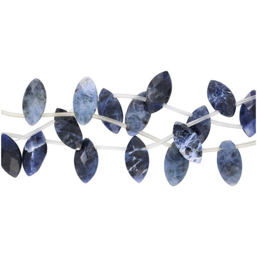 Gemstone Beads, Sodalite, 18x9mm Faceted Puff Marquise, 1 Strand