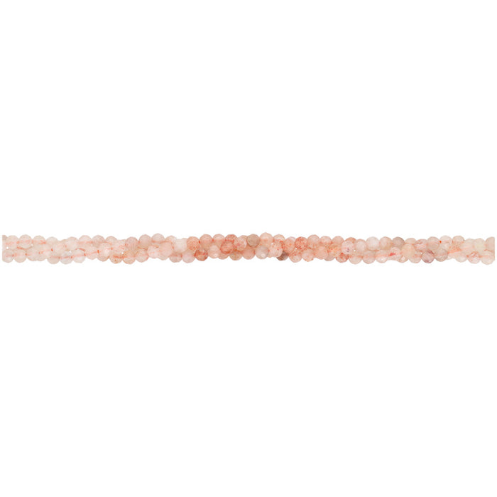 Gemstone Beads, Sunstone, 3mm Diamond Cut Round, 1 Strand