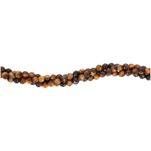 Gemstone Beads, Tiger Eye, 4mm Faceted Round, 1 Strand