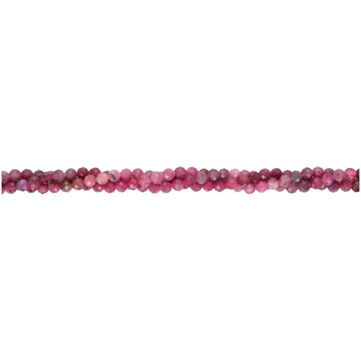 Gemstone Beads, Pink Tourmaline Grade AA, 3mm Diamond Cut Round, 1 Strand