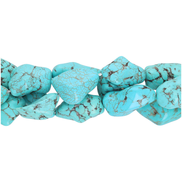 Gemstone Beads, Turquoise Dyed Magnesite, 22-48mm Nugget, 1 Strand
