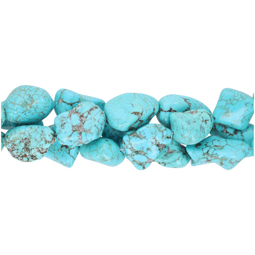 Gemstone Beads, Turquoise Dyed Magnesite, 15x20mm Nugget, 1 Strand