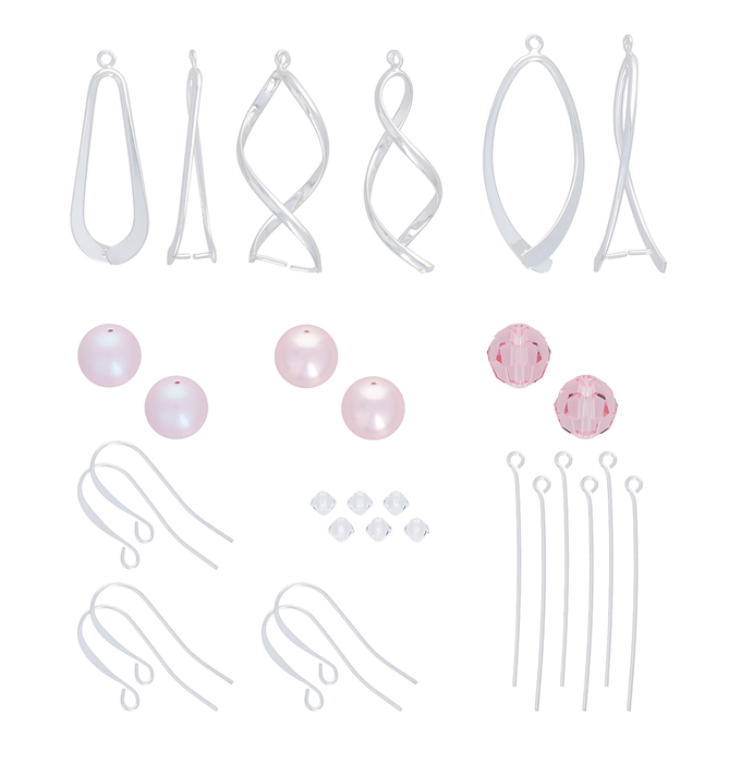 Audrey Earring Trio V2 in Evening Pinks featuring PRESTIGE Crystals and Pearls - Exclusive Jewelry Kit