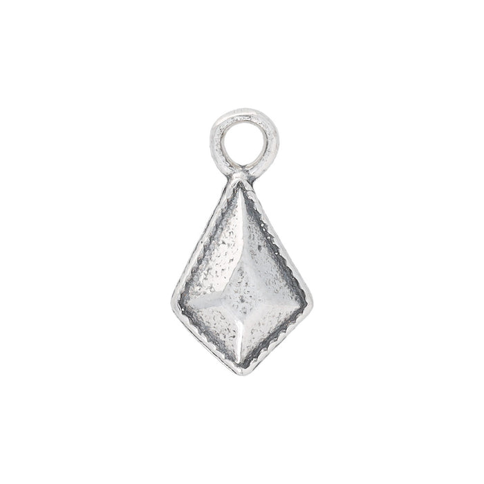 Sterling Silver Charm, Faceted Diamond Shaped Drop 11.8x6.4mm, 1 Piece