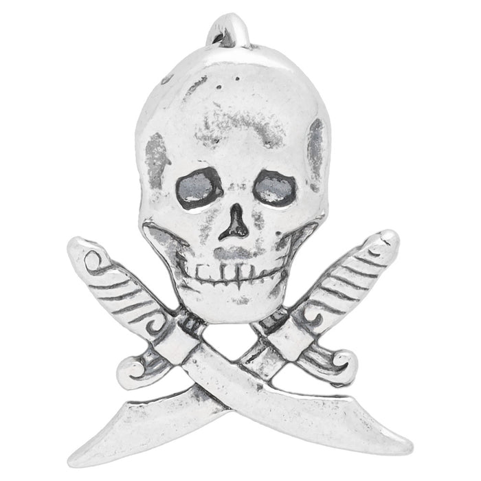 Sterling Silver Charm, Jolly Roger Skeleton Pirate Skull 20x16mm, 1 Piece