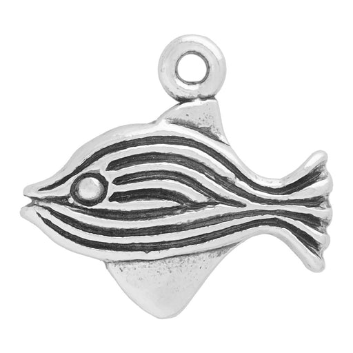Sterling Silver Charm, Left Facing Swimming Fish 19x17mm, 1 Piece