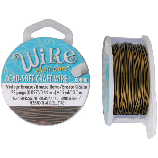 The Beadsmith Non-Tarnish Antique Vintage Bronze Brass Color Copper Craft Wire 22 Gauge - 15 Yds