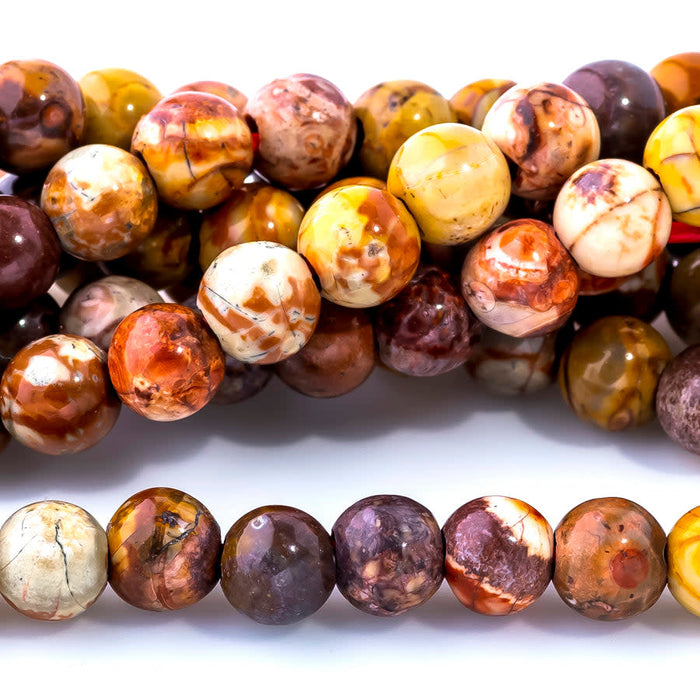 Birds Eye Rhyolite 6mm Faceted Round Large Hole Beads - 8 Inch