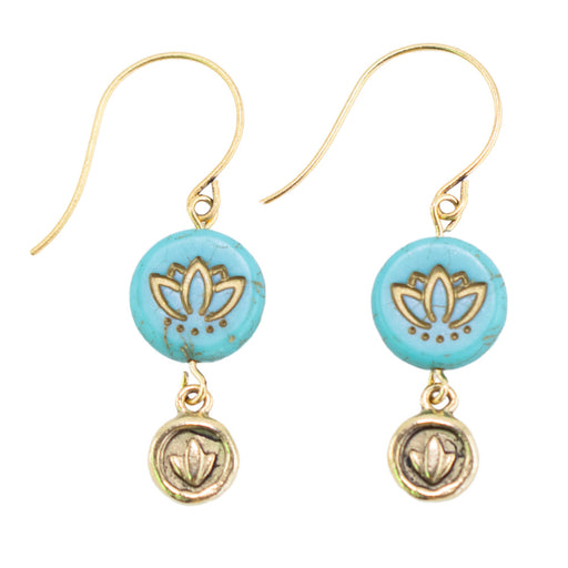Lovely Lotus Earrings in Turquoise featuring Raven's Journey & Nunn Design  -  Beadaholique Jewelry Kit