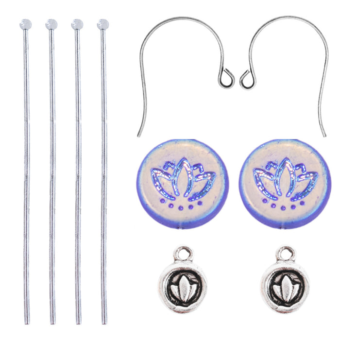 Lovely Lotus Earrings in Tanzanite featuring Raven's Journey & Nunn Design  -  Beadaholique Jewelry Kit