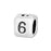 Alphabet Bead, Cube Number '6' 4.5mm, Sterling Silver (1 Piece)