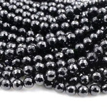 Natural Black Onyx 3mm Faceted Round Bead Strand - AAA Grade