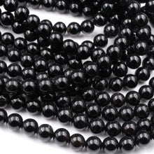 Natural Black Onyx 3mm Round Bead Strand - AAA Grade