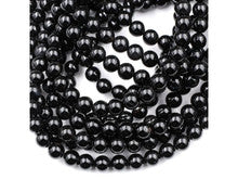 Natural Black Onyx 4mm Smooth Round Bead Strand