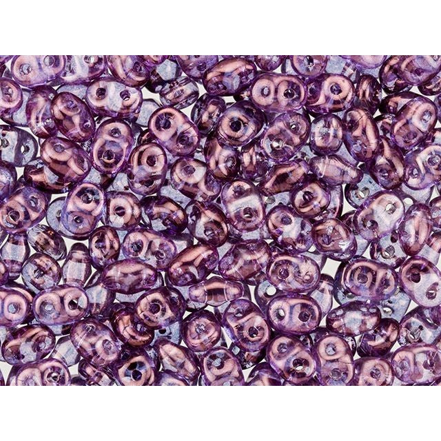 Matubo SuperDuo 2x5mm 2-Hole Transparent Amethyst Luster Seed Bead 2.5-Inch Tube