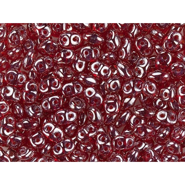 Matubo SuperDuo 2x5mm 2-Hole Ruby Luster Seed Bead 2.5-Inch Tube