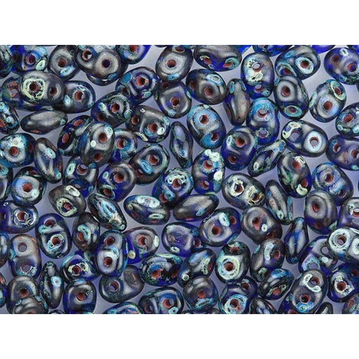 Matubo SuperDuo 2x5mm 2-Hole Cobalt Blue Picasso Seed Bead 2.5-Inch Tube