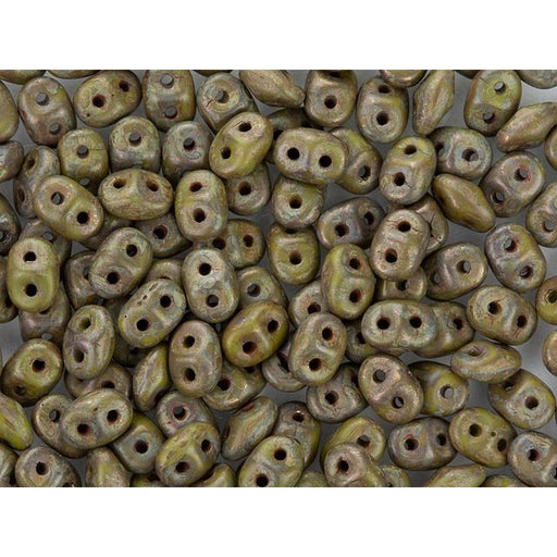 Matubo SuperDuo 2x5mm 2-Hole Opaque Olive Copper Picasso Seed Bead 2.5-Inch Tube