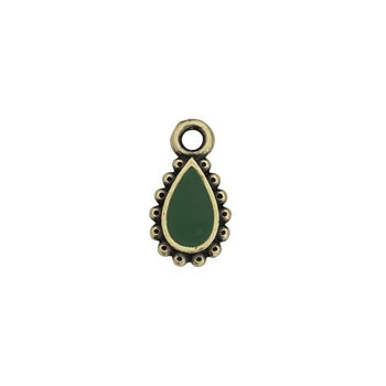 TierraCast Antique Bronze Drop Pendant with Green Accent