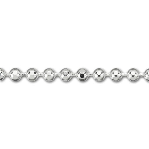 1.5mm Silver-Plated Brass Diamond Cut Ball Chain by the Foot