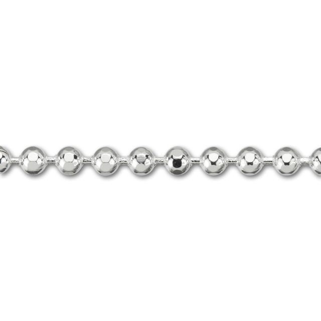 1.5mm Silver-Plated Brass Diamond Cut Ball Chain by the Foot