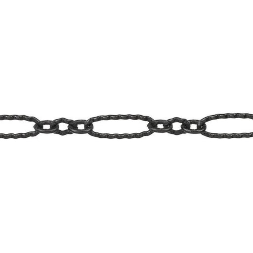 Matte Black Plated Textured Figaro Chain, 3.5mm, by the Foot