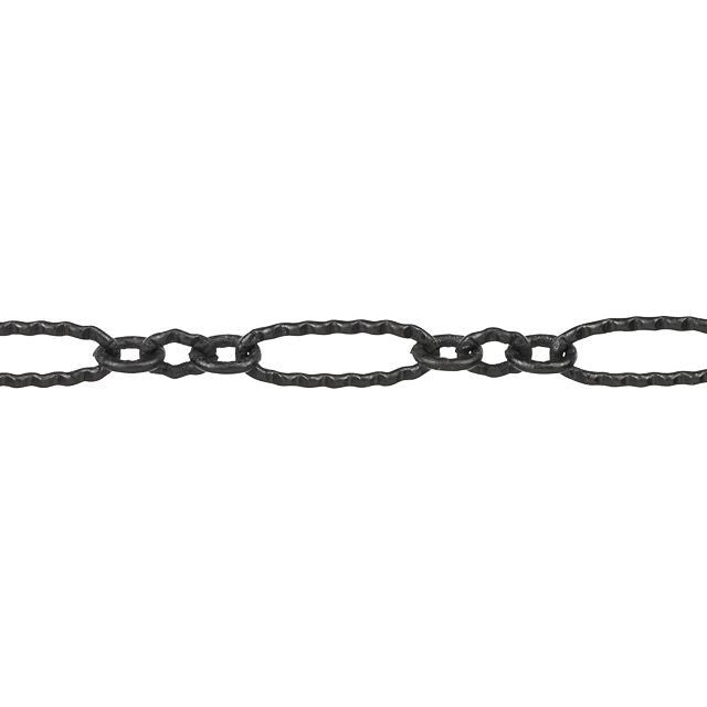 Matte Black Plated Textured Figaro Chain, 3.5mm, by the Foot