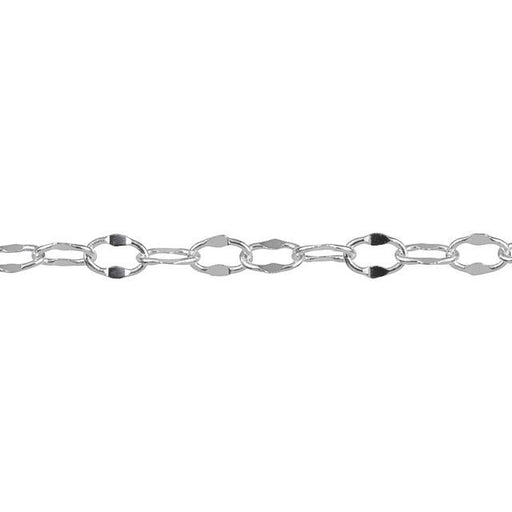 Silver Plated Crimped Oval Cable Chain, 4x2.5mm, by the Foot