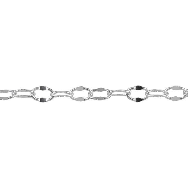 Silver Plated Crimped Oval Cable Chain, 4x2.5mm, by the Foot