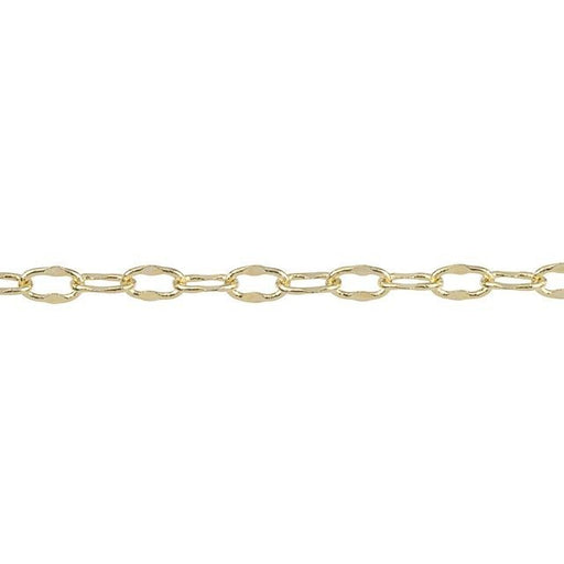 Gold Plated Crimped Oval Cable Chain, 4x2.5mm, by the Foot