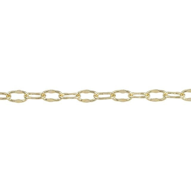 Gold Plated Crimped Oval Cable Chain, 4x2.5mm, by the Foot