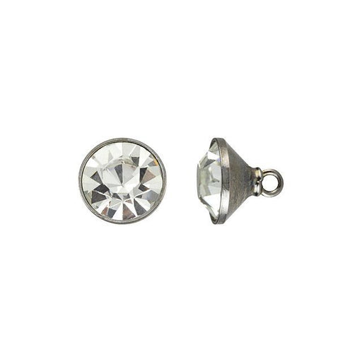 Button, Cone with Crystal Rhinestones 12mm, Gunmetal Plated (1 Piece)