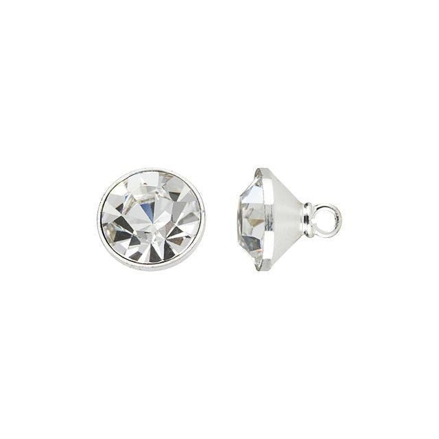 Silver-Plated 12mm Crystal Rhinestone Cone Button (1 Piece)