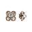 Crystal Button, Square Flower with Crystal Rhinestones 19mm, Antiqued Copper (1 Piece)