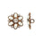 Button, Snowflake with Crystal Pearl Rhinestone 20x19mm, Antiqued Copper Plated (1 Piece)