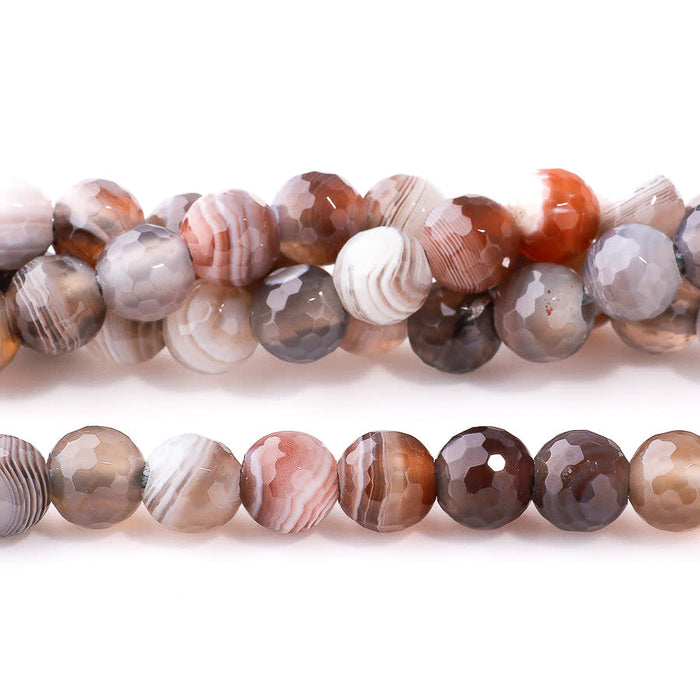 Botswana Agate 8mm Round Faceted - Large Hole Beads