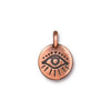 TierraCast Pewter Charm, Round Evil Eye Symbol 16.5x11.5mm, 1 Piece, Antiqued Copper Plated