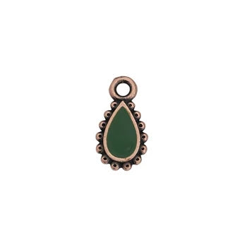 TierraCast Antiqued Copper Drop Pendant with Green Accent