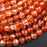 Natural Carnelian Orange-Red 6mm Faceted Coin Bead Strand